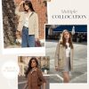 Jackets for Women Casual Long Sleeve Collared Jacquard Coats Trendy Button Down Shacket Jacket with Pockets