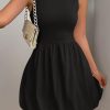 Summer Dresses for Women 2025 Casual Sleeveless Tank Mini Short Dress Crew Neck Bubble Sundress with Pockets