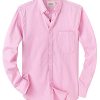 Mens Solid Oxford Shirt Long Sleeve Dress Shirt Work Casual Button Down Shirts with Pocket