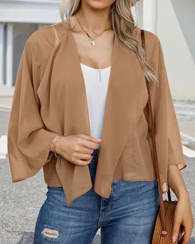 Womens Summer Tops Short Shrugs Kimono Cardigans Casual Chiffon Bolero Jackets