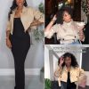 Womens Cropped Bike Jacket Casual Double Breasted Trench Coat with Belt