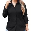 Women's Plus Size Button Down Shirts Long Sleeve Collared Casual Shirt Office Work Blouse Tops