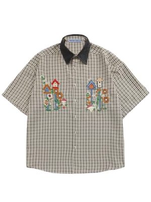 Shirts Plaid Embroidery Short Sleeve Shirt Casual Graphic T-Shirts Men Button Down Tee Tops Oufits