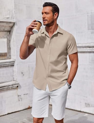 Men's Button Down Shirt Short Sleeve Casual Shirt for Men Summer Business Casual Dress Shirt