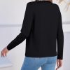 Women Lightweight Open Front Sweater Cardigan Pearls Trim Knit Jacket Trendy Long Sleeve Clothes Coatigan