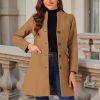 Women's Winter Overcoat Pea Coat Elegant V Neck Single Breasted Coat Outerwear