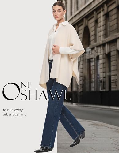 Womens Open Front Shawl Wraps Casual Chunky Warm Capes Ribbed Knit Poncho Travel Sweater for Fall Winter