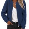Women's Sherpa Fleece Jacket Long Sleeve Faux Fuzzy Casual Zip Up Bomber Coat With Pocket S-XXL