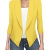 Lightweight Open Front Cardigan Classic Ruched Sleeve Work Office Blazer Suit Jackets
