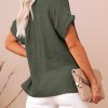 Womens Cotton Linen Button Down Shirts Short Sleeve Dress Shirts Casual Summer Tops Blouses with Pockets