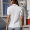 Women's Button Down Shirts Slim fit Short Sleeve Stretch Dress Shirts Wrinkle-Free Solid Work Blouse