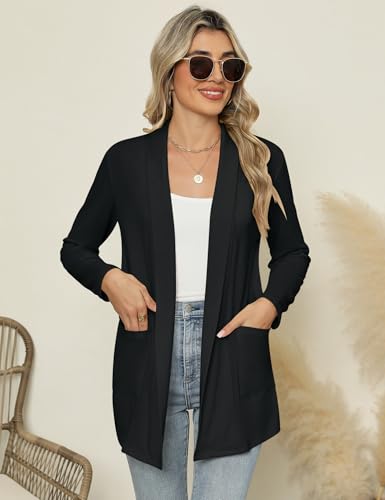 Long Sleeve Lightweight Thin 2025 Summer Cardigan for Women Casual Loose Fit Kimono Cover Up with Pockets