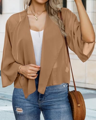 Womens Summer Tops Short Shrugs Kimono Cardigans Casual Chiffon Bolero Jackets
