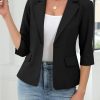 Women's 3/4 Sleeve Blazer, Lightweight Slim Fit Suit Business Casual Jacket for Work