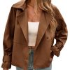Womens Cropped Trench Coat Short Single Breasted Jackets Lightweight Casual Outerwear