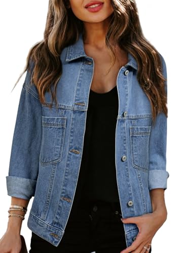 Women's Denim Jackets Casual Long Sleeve 2025 Spring Outfits Zimbaplatinum Jean Jacket