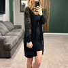 Womens Lightweight Longer Length Cardigan Long Sleeve Casual Crochet Open-Front Sweater with Pockets