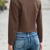 Womens Balloon Long Sleeve Blazer Cropped Collarless Button Down Suit Jackets Business Casual Fall Outerwear