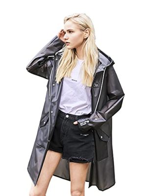 L-Rain Durable TPU Clear Rain Coat for Adults - Women and Men Fashion Hooded Rain Poncho