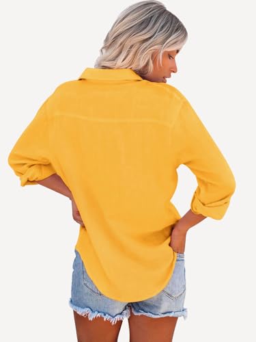 Womens Button Down Shirts Long Sleeve Dressy Casual Blouses Button Up Collared Shirts Tops for Women