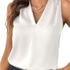 Womens Pleated Tank Tops V Neck Casual Sleeveless Blouses Summer Basic Vest Shirt