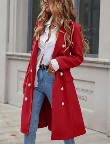 Womens Long Wool Coat for Women Fall Winter Trench Coat Trendy Jackets