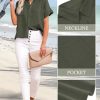 Womens Cotton Linen Button Down Shirts Short Sleeve Dress Shirts Casual Summer Tops Blouses with Pockets