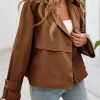 Womens Cropped Trench Coat Short Single Breasted Jackets Lightweight Casual Outerwear