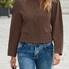 Womens Balloon Long Sleeve Blazer Cropped Collarless Button Down Suit Jackets Business Casual Fall Outerwear