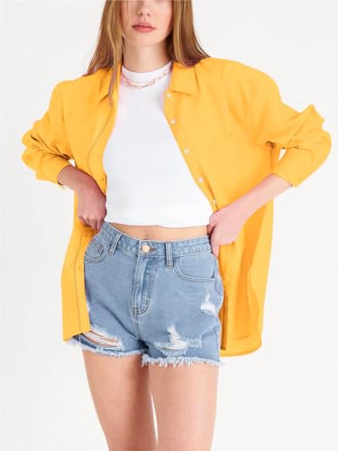 Womens Button Down Shirts Long Sleeve Dressy Casual Blouses Button Up Collared Shirts Tops for Women