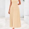 Spring Casual Dresses for Women 2025 Summer Business Work Midi Sleeveless A Line Pleated Cocktail Dress