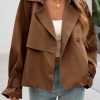 Womens Cropped Trench Coat Short Single Breasted Jackets Lightweight Casual Outerwear