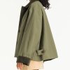 Womens Contrast Collar Jacket Casual Button Down Long Sleeves Crop Trench Coat Outerwear with Pockets