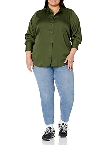 Women's Regular-Fit Satin Button Down Blouse (Available in Plus Size)