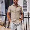 Men's Button Down Shirt Short Sleeve Casual Shirt for Men Summer Business Casual Dress Shirt