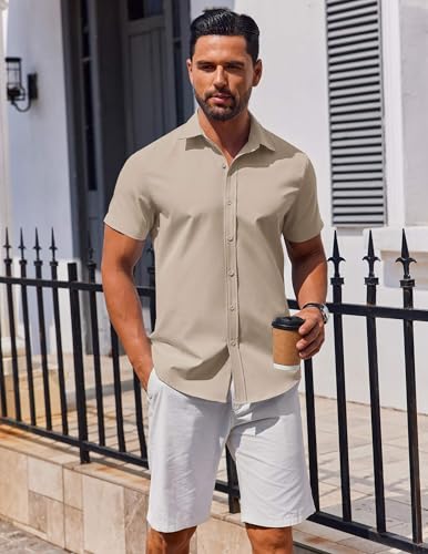 Men's Button Down Shirt Short Sleeve Casual Shirt for Men Summer Business Casual Dress Shirt