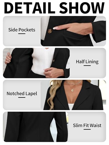 Women's Casual Stretchy Knit Blazer,Lightweight Slim Fit Jackets Long Sleeve Business Suit with Pockets
