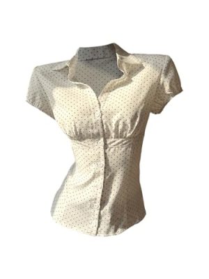 Women's Polka Dots Button Down Shirt Short Sleeve Collar Fitted Blouse Tops Preppy Aesthetic Clothes