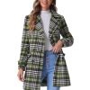 Women's 2025 Winter Notched Lapel Pea Coat Classic Buffalo Checks Double Breasted Plaid Coat