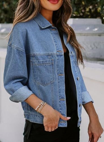 Women's Denim Jackets Casual Long Sleeve 2025 Spring Outfits Zimbaplatinum Jean Jacket