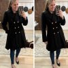 2024 Women's Fashion Trench Coat Notch Lapel Double Breasted Thick A Line Pea Coats Jacket with Pockets(S-2XL)