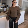 Womens Balloon Long Sleeve Blazer Cropped Collarless Button Down Suit Jackets Business Casual Fall Outerwear