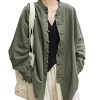 Women's Linen Oversized Blouses Vintage Long Sleeve Jackets Loose fit Chinese Frog Shirts