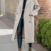 Womens Trench Coat Winter Lapel Double Breasted Long Pea Coat Casual Work Office Overcoat with Pocket