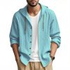 Men Cotton Linen Long Sleeve Button Down Shirt Summer Casual Hawaiian Beach Tops Lightweight Fashion Hoodies