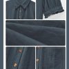 Womens Summer Short Sleeve Button Down Shirts V Neck Collared Casual Blouse Tops with Pockets