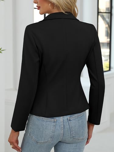 Women's Casual Stretchy Knit Blazer,Lightweight Slim Fit Jackets Long Sleeve Business Suit with Pockets