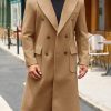 Mens Wool Blend Casual Trench Coat Notched Collar Lapel Long Jacket Double Breasted Classic Winter Overcoat