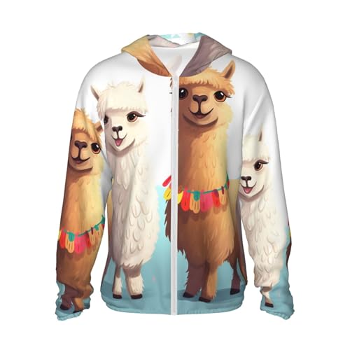 Women's UPF 50+ Sun Protection Jacket Zip Up Hoodie Rash Guard Llama Alpaca Long Sleeve Sun Shirt for Hiking Outdoor