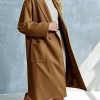 Womens Lapel Peacoat Winter Double-Breasted Outerwear Mid Long Jacket Casual Trench Coat